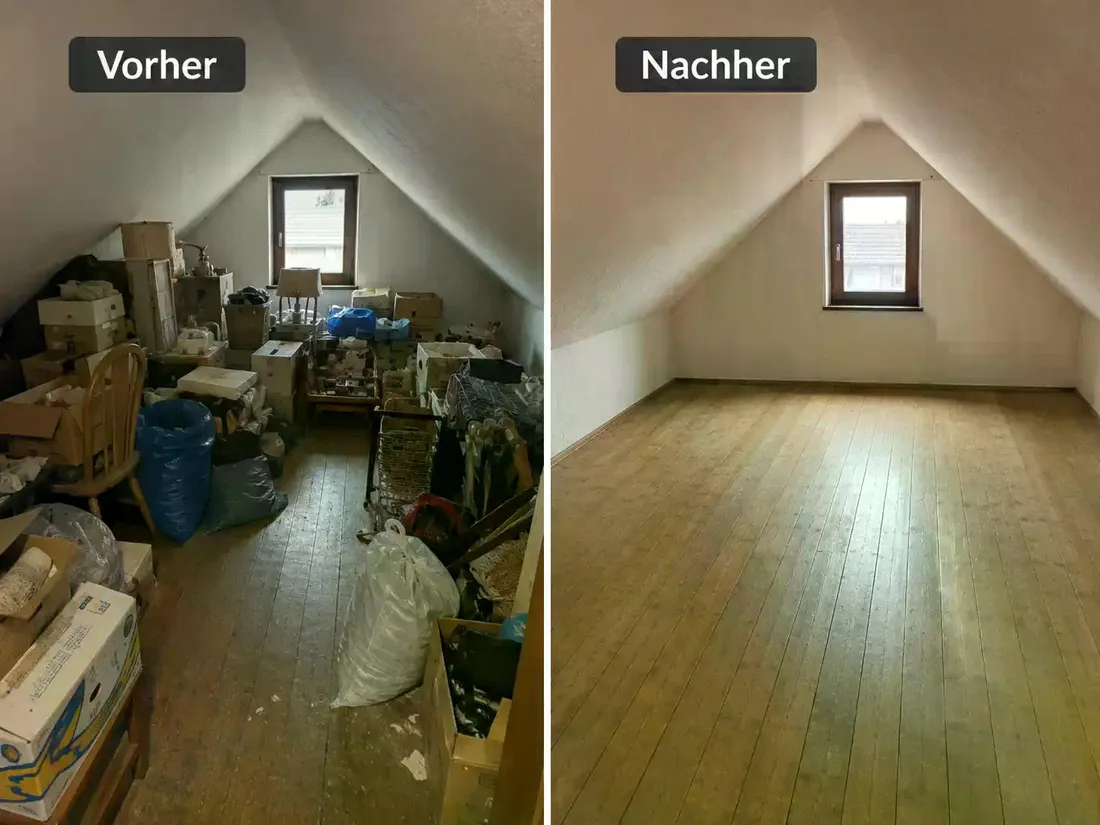 Vorher-Nachher: Dachbodenentrümpelung in Oranienburg mit besenreiner Übergabe