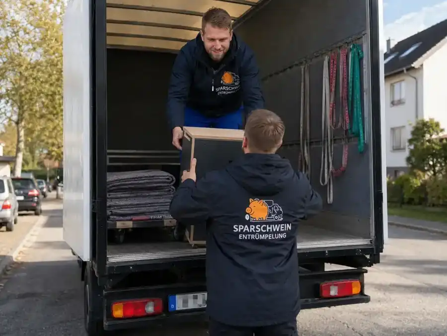 Sparschwein Entrümpelung Team beim Verladen in Paulinenaue