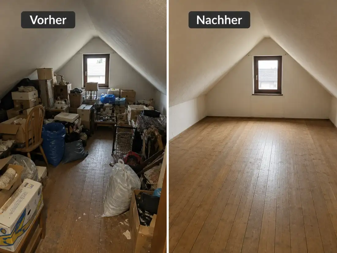 Vorher-Nachher: Dachbodenentrümpelung in Wustermark mit schneller Durchführung