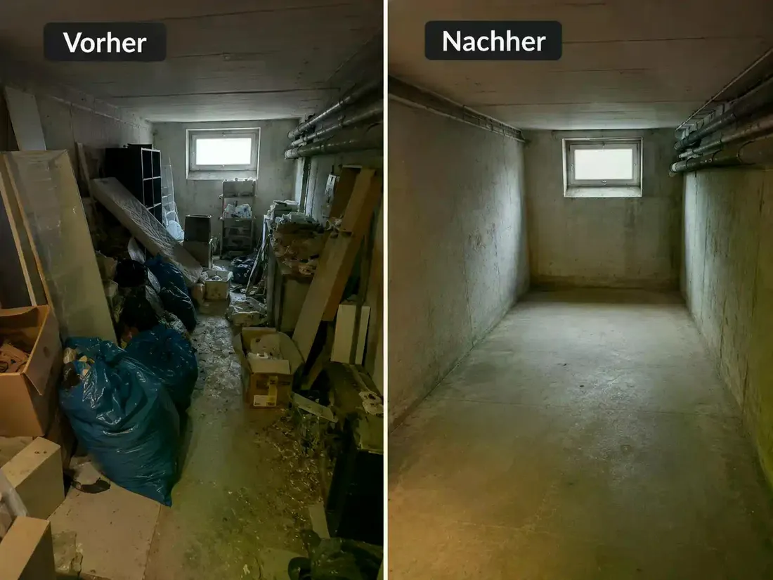 Vorher-Nachher: Kellerentrümpelung mit fachgerechter Entsorgung